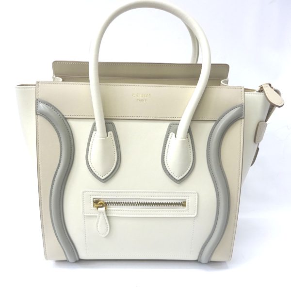 ft548901 2 Celine Luggage Micro Shopper Tote Bag White Super