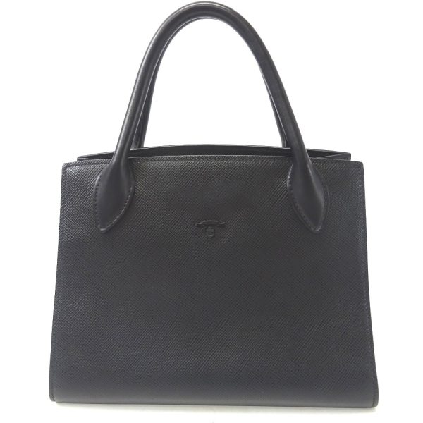 ft573801 2 Prada Monochrome Leather 2WAY Handbag Black