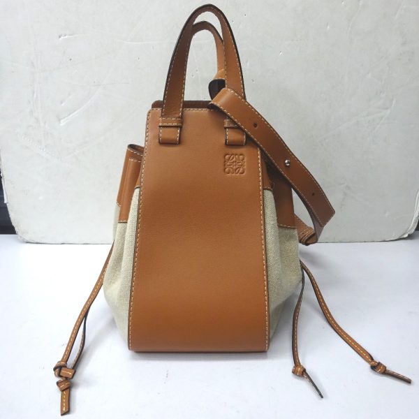 ft605151 2 LOEWE Genuine leather canvas Handbag Brown Beige