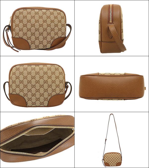 gu ba200911 4 1 Gucci Shoulder Bag GG Canvas Leather Beige Brown