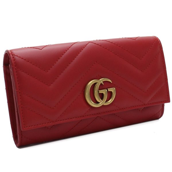 guc443436061 1 Gucci Marmont Long Wallet Leather Red