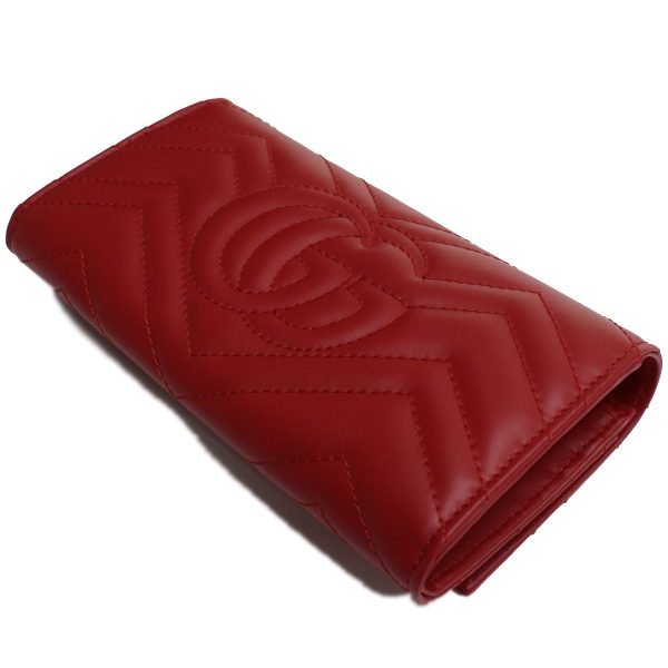 guc443436061 4 Gucci Marmont Long Wallet Leather Red