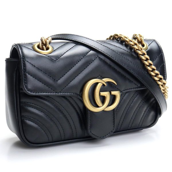 guc446744011 1 Gucci GG Marmont 20 Shoulder Bag Black