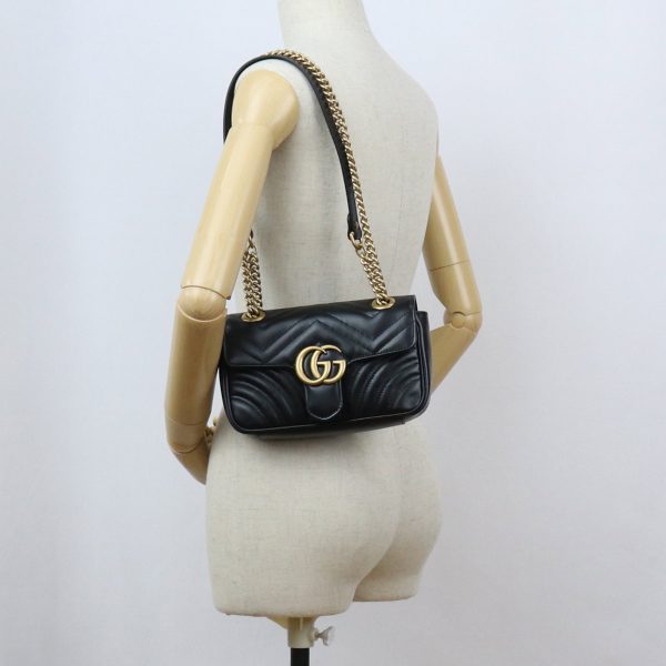 guc446744011 a Gucci GG Marmont 20 Shoulder Bag Black