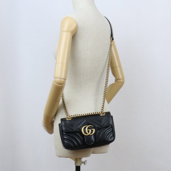 guc446744011 b Gucci GG Marmont 20 Shoulder Bag Black