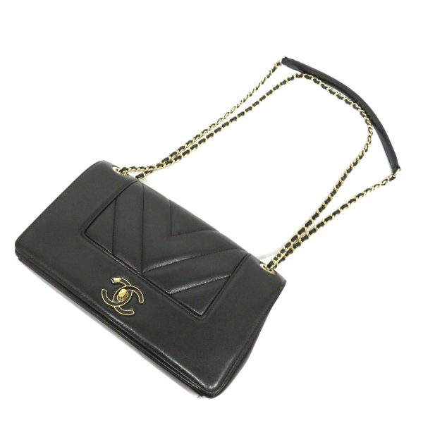 h2106145 8 Chanel Coco Mark Double Flap Womens Chain Shoulder Bag Lambskin Leather Black Gold