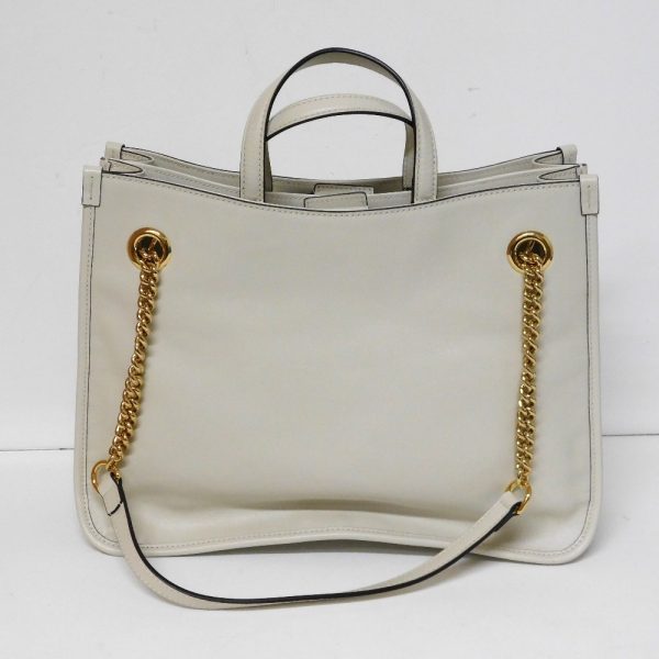 hn598211 2 Gucci 2WAY Horsebit Leather Ivory Shoulder Bag White