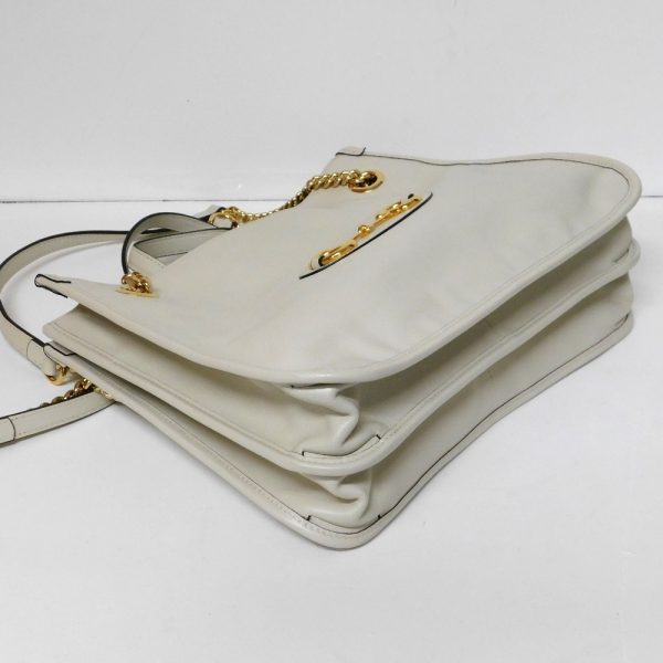 hn598211 3 Gucci 2WAY Horsebit Leather Ivory Shoulder Bag White