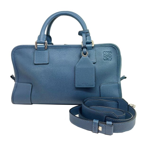 imgrc0077679567 Loewe Amazona 28 2WAY Handbag Leather Blue Gray