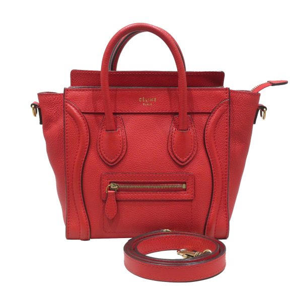 imgrc0078387698 Celine Luggage Nano Handbag Leather Tote Bag Red