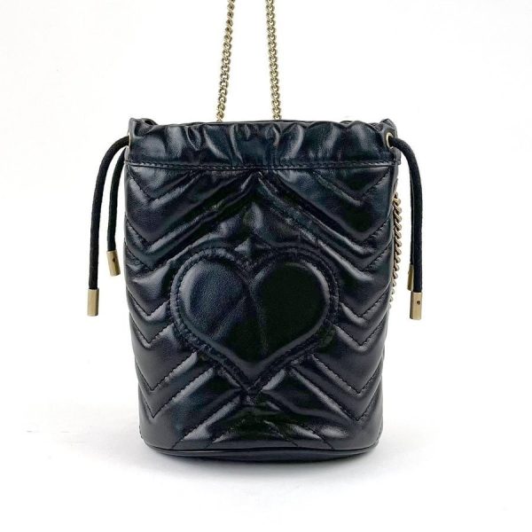 imgrc0078764382 Gucci GG Marmont Mini Bucket Bag Calfskin Shoulder Bag Black