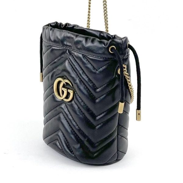 imgrc0078764383 Gucci GG Marmont Mini Bucket Bag Calfskin Shoulder Bag Black
