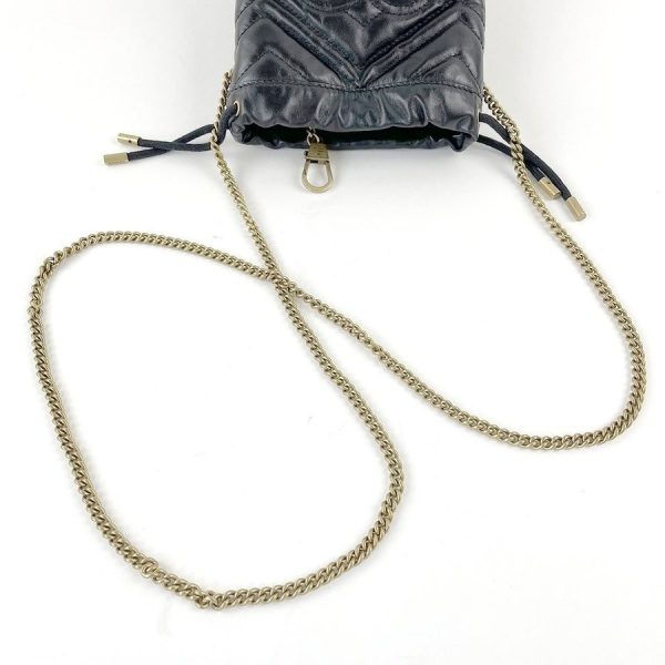 imgrc0078764388 Gucci GG Marmont Mini Bucket Bag Calfskin Shoulder Bag Black