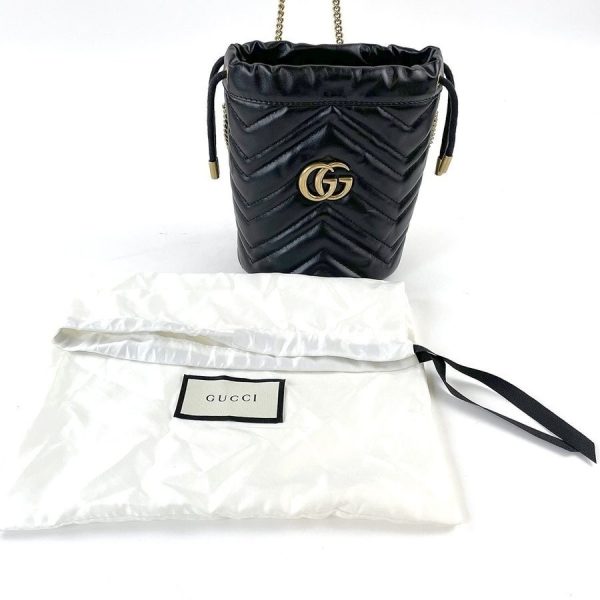 imgrc0078764393 Gucci GG Marmont Mini Bucket Bag Calfskin Shoulder Bag Black