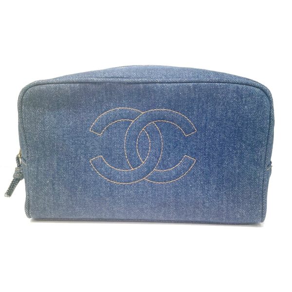 imgrc0078857139 Chanel Coco Mark Denim Pouch Denim Blue