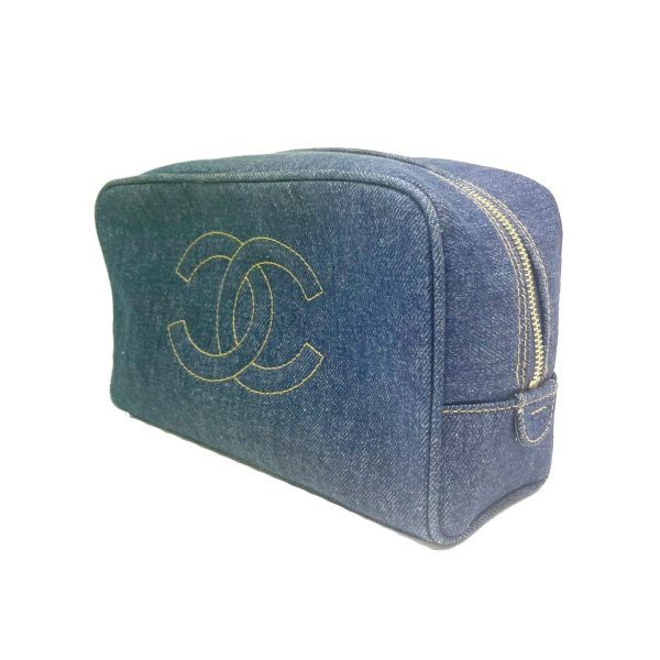 imgrc0078857141 Chanel Coco Mark Denim Pouch Denim Blue