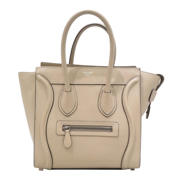 imgrc0080463304 Celine Drummed Calfskin Luggage Micro Tote Bag Dune