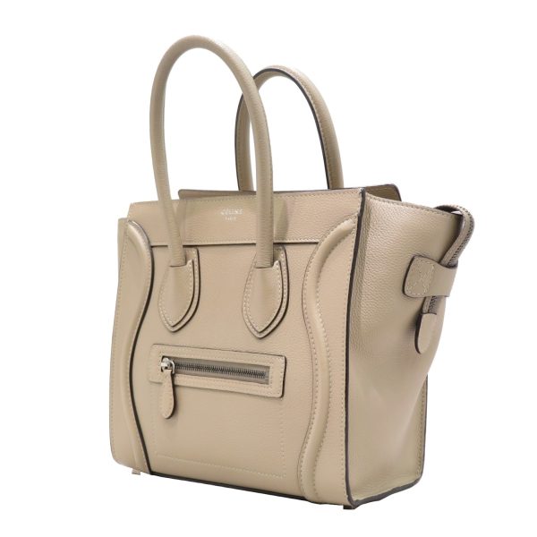 imgrc0080463306 Celine Drummed Calfskin Luggage Micro Tote Bag Dune