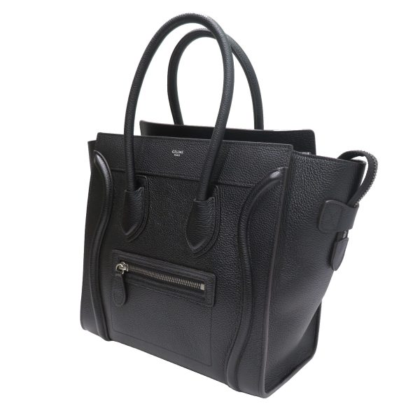 imgrc0080599043 CELINE Luggage Micro Tote Bag Black Drummed Calfskin Rank