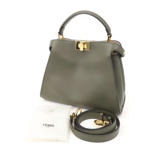 imgrc0081462744 Fendi Leather Peekaboo Iconic Essential 2way Bag Handbag Shoulder Bag Crossbody Khaki