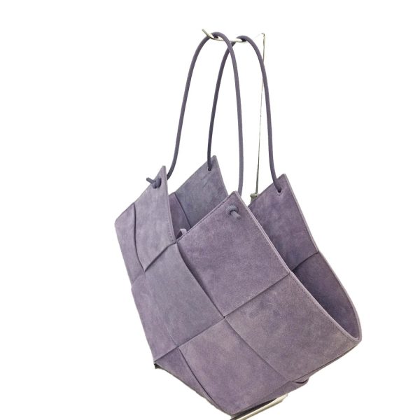 imgrc0081818662 Bottega Veneta Medium Intreccio Suede Tote Bag Calfskin Handbag Lavender Purple