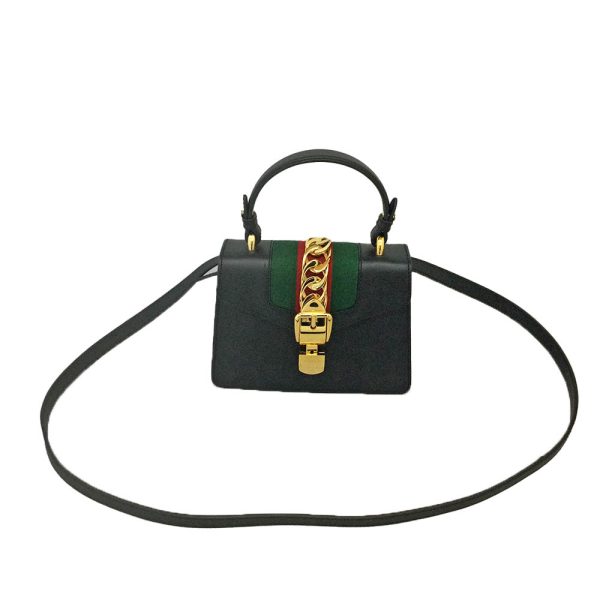 imgrc0083182667 Gucci Sylvie 2 Way Shoulder Bag Leather Handbag Black