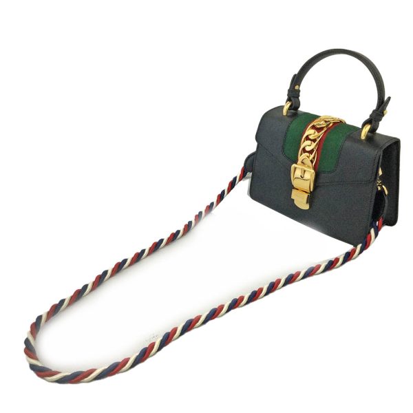 imgrc0083182668 Gucci Sylvie 2 Way Shoulder Bag Leather Handbag Black