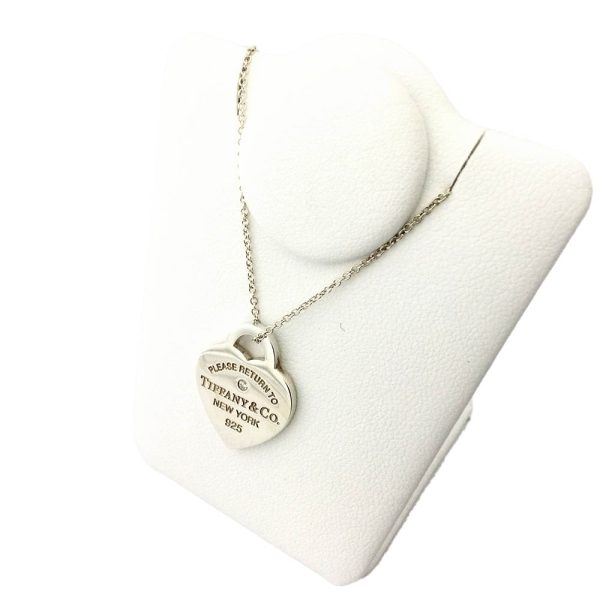 imgrc0084034867 Tiffany Co RTT Heart Tag Necklace Small 46cm Ag925 Silver Diamond D001ct