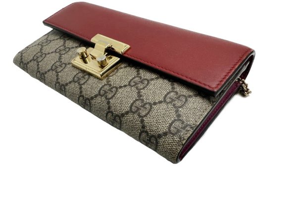 imgrc0084687103 Gucci Chain Wallet GG Supreme PVC Calf Leather Beige