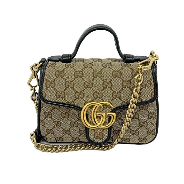 imgrc0085428729 GUCCI Mini Top Handle Bag GG Canvas Leather 2way Handbag Shoulder Bag Beige Black