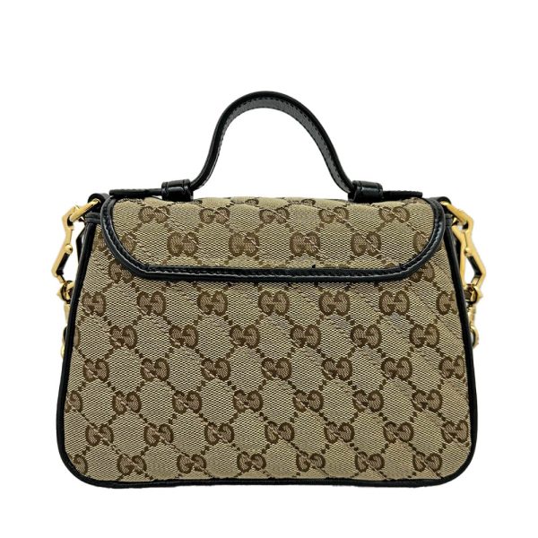 imgrc0085428730 GUCCI Mini Top Handle Bag GG Canvas Leather 2way Handbag Shoulder Bag Beige Black