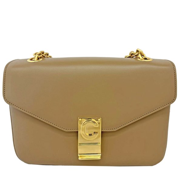 imgrc0086211135 Celine Leather Medium Shoulder Bag Light Caramel Crossbody Handbag Beige