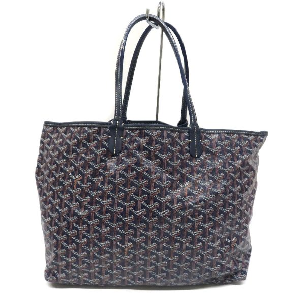 imgrc0086284339 Goyard Saint Louis PM Goyardine Coated Canvas Tote Bag Navy