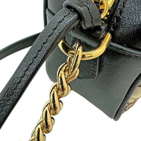 imgrc0086328763 GUCCI GG Marmont Canvas Beige Leather Chain Shoulder Bag Black