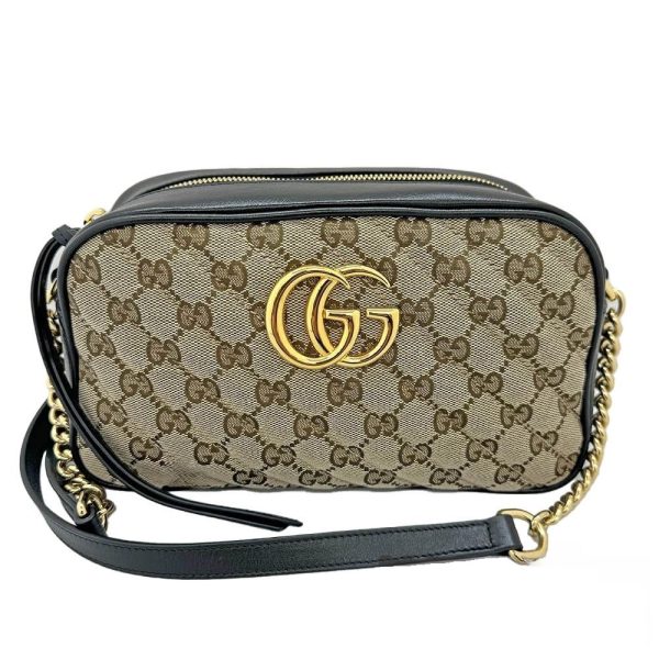 imgrc0086328767 transformed GUCCI GG Marmont Canvas Beige Leather Chain Shoulder Bag Black