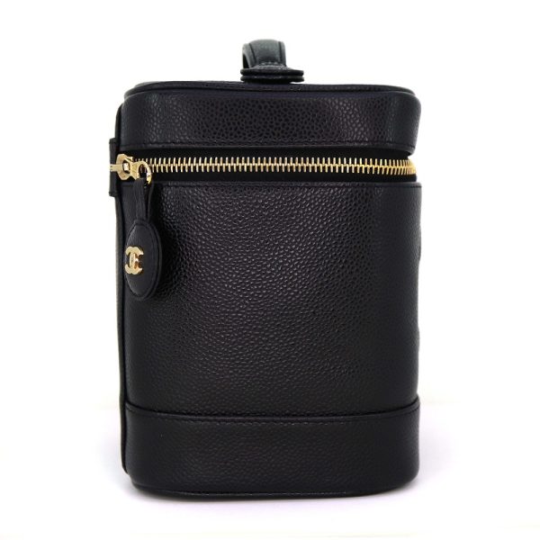 imgrc0087889154 Chanel Vanity Bag Leather Caviar Skin Black Coco Mark Handbag Makeup Pouch