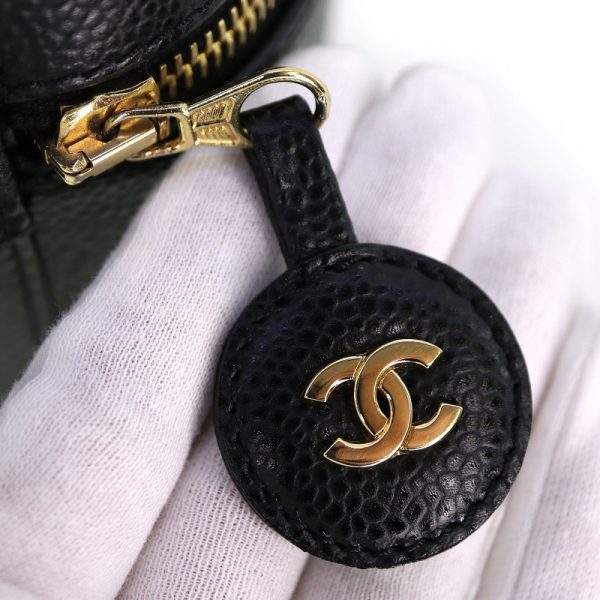 imgrc0087889158 Chanel Vanity Bag Leather Caviar Skin Black Coco Mark Handbag Makeup Pouch