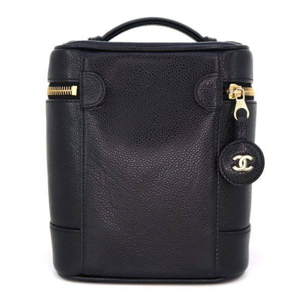 imgrc0087889167 Chanel Vanity Bag Leather Caviar Skin Black Coco Mark Handbag Makeup Pouch