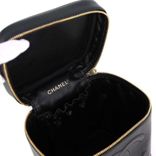 imgrc0087889233 Chanel Vanity Bag Leather Caviar Skin Black Coco Mark Handbag Makeup Pouch