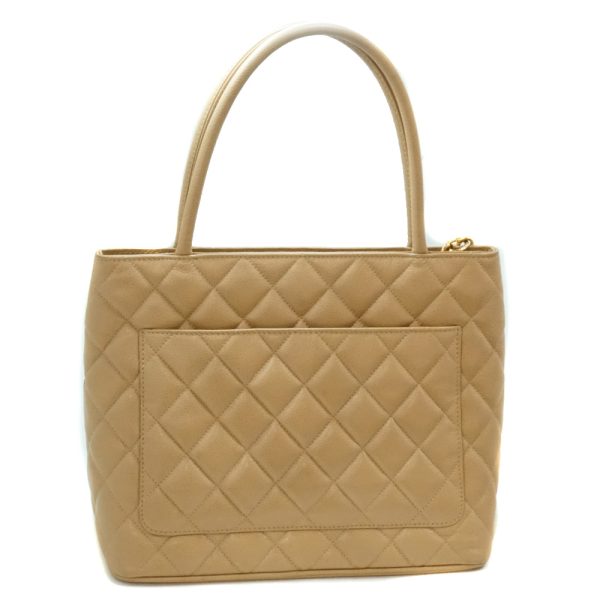 imgrc0088283062 CHANEL Womens Reprint Tote Bag LeatherCaviar Coco Mark Skin Beige x Gold