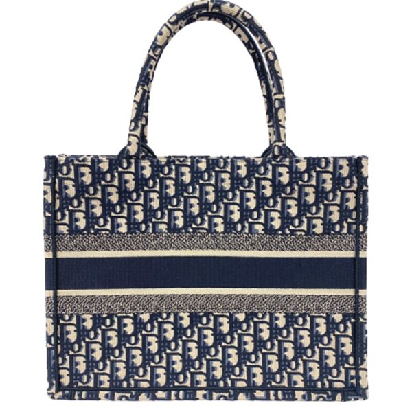 imgrc0088304888 Christian Dior Medium Book Tote Bag Embroidered Canvas Navy