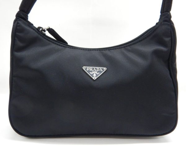 imgrc0091761993 Prada Triangle Plate Nylon Mini Handbag Black