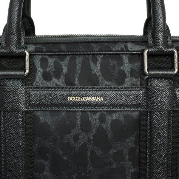 imgrc0145898776 Dolce Gabbana Business Bag Briefcase Leopard Nylon Dark Gray Black