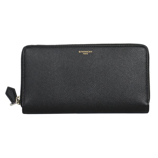 imgrc0156396989 Givenchy Round Zipper Long Wallet Logo Leather Black