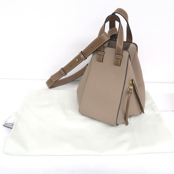 it317811 1 Loewe Hammock Leather Small Shoulder Bag Beige