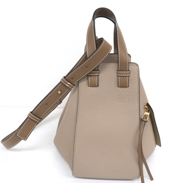 it317811 2 Loewe Hammock Leather Small Shoulder Bag Beige