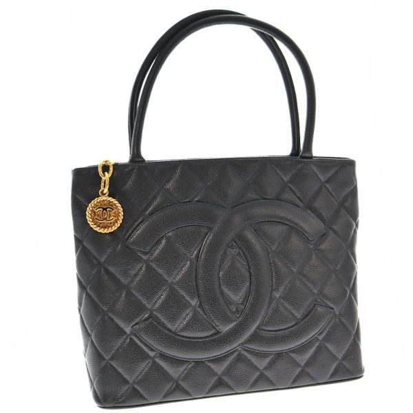 k22 4068 CHANEL Reprint Tote Bag Caviar Skin Leather Gold Hardware Matelasse Coco Mark Stitching Classic Black