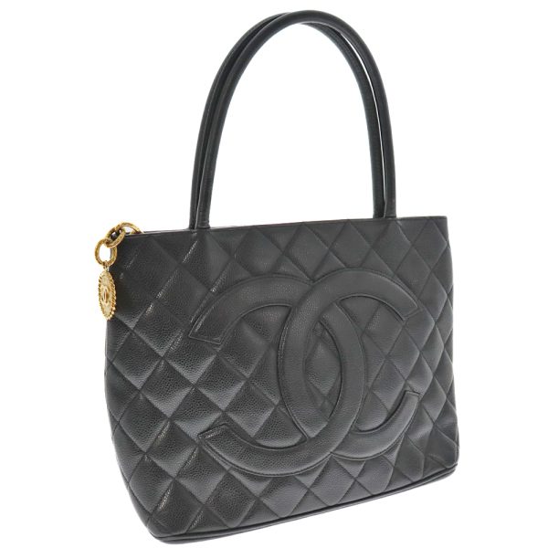 k22 6073 CHANEL Reprint Tote Bag Caviar Skin Leather Black Gold Hardware Matelasse Coco Mark Stitching Classic Popular