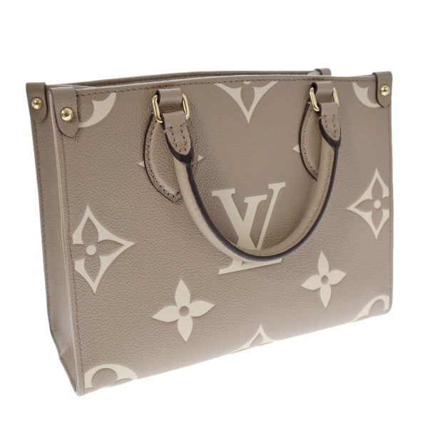 k22 7423 2 Louis Vuitton On the Go PM Monogram 2 Way Tote Bag Beige