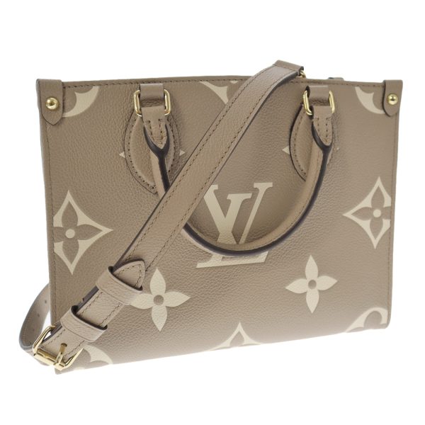 k22 7423 7 Louis Vuitton On the Go PM Monogram 2 Way Tote Bag Beige